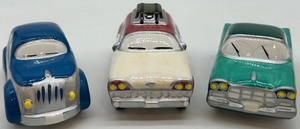 lot 55 image: Department 56 Snow Village Classic Cars Handpainted Ceramic Set of 3