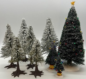 lot 56 image: Department 56 Christmas Trees with Lights and Snow Accents