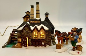 lot 69 image: Department 56 Dickens Village London Gin Distillery and Load Up The Wagon