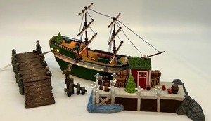 lot 80 image: Heritage Village Collection Emily Louise Ship and Pier Village Accessory Set