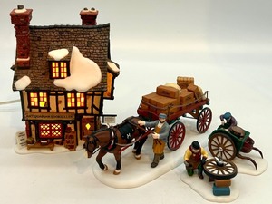 lot 83 image: Department 56 Heritage Village Collection Antiquarian Bookseller and Gourmet Chocolates Delivery Wagon