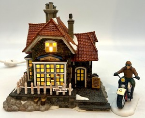lot 87 image: Department 56 The Leather Bottle with Ready For The Road Motorcycle Accessory