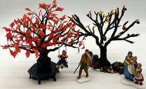lot 91 image: Department 56 Village Accessories Fall Tree Set with Figurines