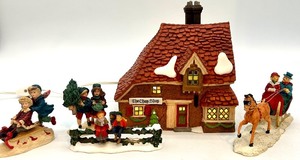 lot 102 image: Heritage Village Dickens Village Chop Shop with Hand-Painted Porcelain Accessories