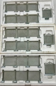 lot 108 image: Department 56 Village Hand painted Metal Chain Link Fence Accessories with Gate and Extensions