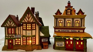 lot 119 image: Heritage Village Collection Dickens Village Series Theatre Royal and Hembleton Pewterer Porcelain Buildings