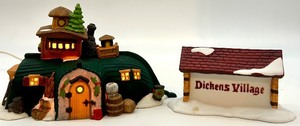 lot 120 image: Department 56 Dickens Village Sign and Peggottys Seaside Cottage