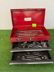 lot 1 image: Toolbox Full of Craftsman Wrenches, Ratchets & Sockets