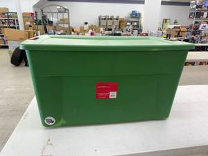 lot 98 image: Large Wheeled Storage Tote Full of New Holiday Items