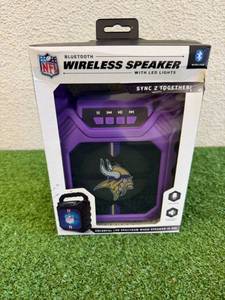 lot 119 image: NIB MN Vikings Bluetooth Wireless Speaker with LED Lights