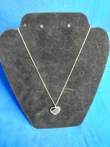 lot 21 image: Sterling Silver Family Simulated Birthstone Name Heart Pendant