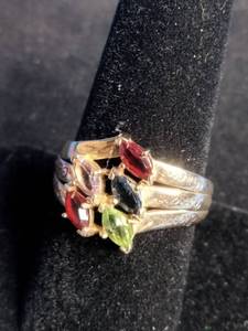lot 23 image: 18K Gold Over Sterling Silver Personalized Lab-Created Stones - Size 9
