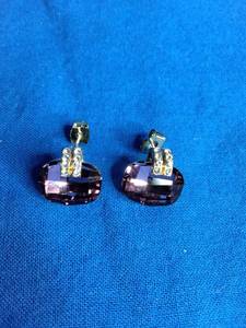 X & O Gold Plated Cushion Cut Earring with Antique Pink Stones