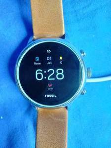 lot 50 image: Womens Smartwatch FOSSIL VENTURE FTW6014 Leather Brown Touchscreen