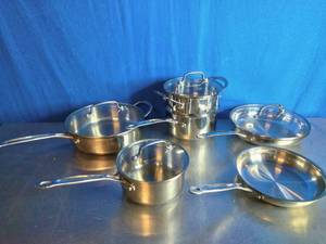 lot 112 image: Cuisinart 10-Pc. Stainless Steel and Aluminum Cookware Set