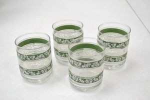 lot 38 image: Set of 4 Green and White Patterned Glass Tumblers