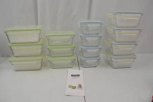 lot 45 image: NEW Glasslock Glass Food Storage Containers Assorted Set - 15 Pieces