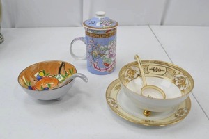 lot 49 image: Assorted Japanese Porcelain Tableware, Morimura Noritake & Floral Mug