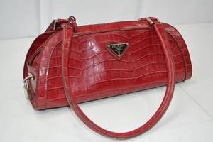 lot 52 image: Prada Red Croc-Embossed Leather Handbag - Unauthenticated