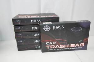 lot 74 image: Boss Drive Car Trash Bags with Lid and Storage Pockets, 5 Boxes