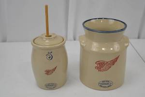 Red Wing Stoneware Butter Churn and Crock Pair
