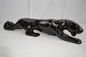 lot 82 image: Glossy Black Panther Ceramic Home Decor Figurine - 20 Inch
