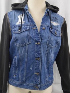 lot 181 image: Harley-Davidson Denim Hoodie Jacket with Removable Sleeves