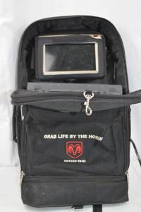 lot 143 image: Dodge-branded portable VHS player and monitor kit with carrying bag