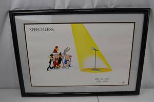 lot 189 image: Framed Warner Bros. Speechless Mel Blanc Tribute Poster Art 29x23