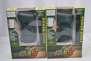 lot 191 image: 2 Outdoor Wi-Fi Power Stakes with 6 Outlets Each