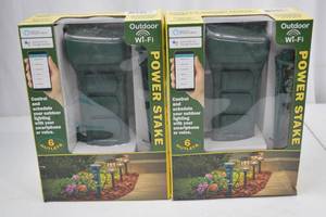 lot 192 image: 2 Outdoor Wi-Fi Power Stake Smart Plugs, 6 Outlets Each
