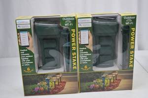 lot 195 image: 2 Outdoor Wi-Fi Power Stake Smart Plugs, 6-Outlet, AppVoice Control