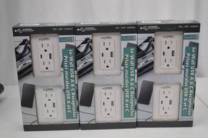 lot 224 image: Charging Essentials In-Wall USB A and C Receptacles, 6-Pack