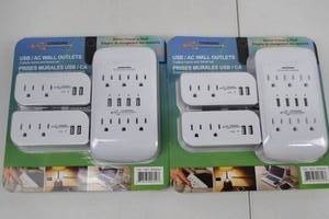 lot 244 image: Charging Essentials USBAC Wall Outlets, 2 Pack (6-Piece Sets)