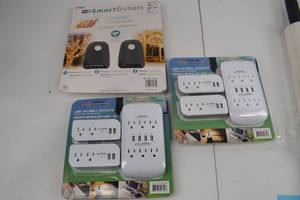 lot 248 image: Prime WiFi Smart Outdoor Outlets and USB AC Wall Outlet Packs