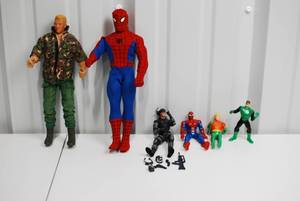 lot 111 image: Action Figure Bundle - Power Rangers, Spider-Man, Green Lantern, Snake Figure & Accessories
