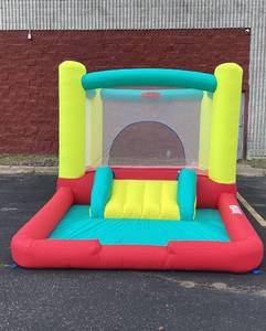 lot 419 image: PlayDay Jump N Away Inflatable Bounce House with Play Features, IndoorOutdoor, Ages 3