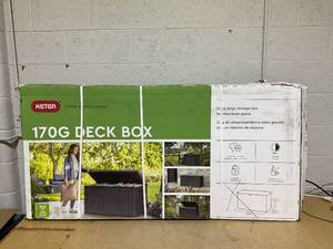 lot 139 image: Keter 170 Gal. Resin Deck Box Large IndoorOutdoor Storage