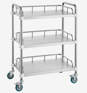 lot 115 image: VEVOR Lab Rolling Cart, 3-Shelf Stainless Steel Rolling Cart, Lab Serving Cart with Swivel Casters