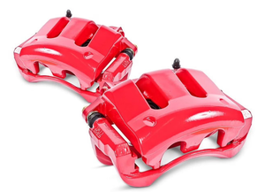 lot 204 image: Power Stop Front Pair of Red Powder Coated Calipers S5276