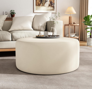 lot 407 image: Roomfitters Round Velvet Ottoman Coffee Table