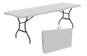 lot 411 image: Lifetime 8 Foot Fold-in-Half Rectangle Table, IndoorOutdoor