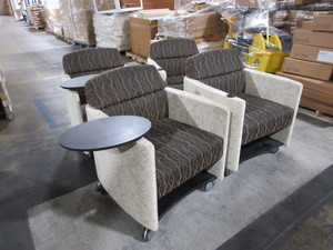 lot 252 image: KRUG TABLET ARM CHAIRS
