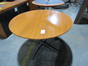 lot 238 image: GEIGER 42 WOOD TOP ROUND TABLES