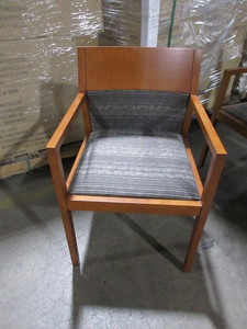 lot 260 image: GEIGER, WOOD FRAME, UPHOLSTERED ARM CHAIRS