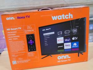 lot 48 image: 24 Inch onn HD (720P) LED Roku Smart Television (100012590)