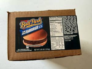 lot 128 image: BB. 12x Ball Park Flamed Grilled Hamburger
