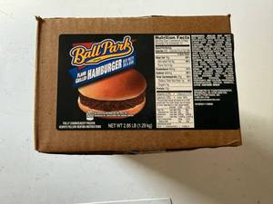 lot 130 image: BB. 12x Ball Park Flamed Grilled Hamburger