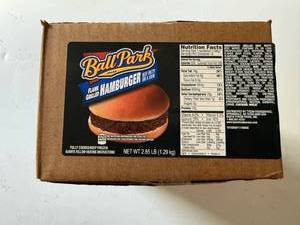 lot 132 image: BB. 12x Ball Park Flamed Grilled Hamburger