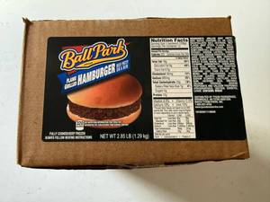 lot 134 image: BB. 12x Ball Park Flamed Grilled Hamburger